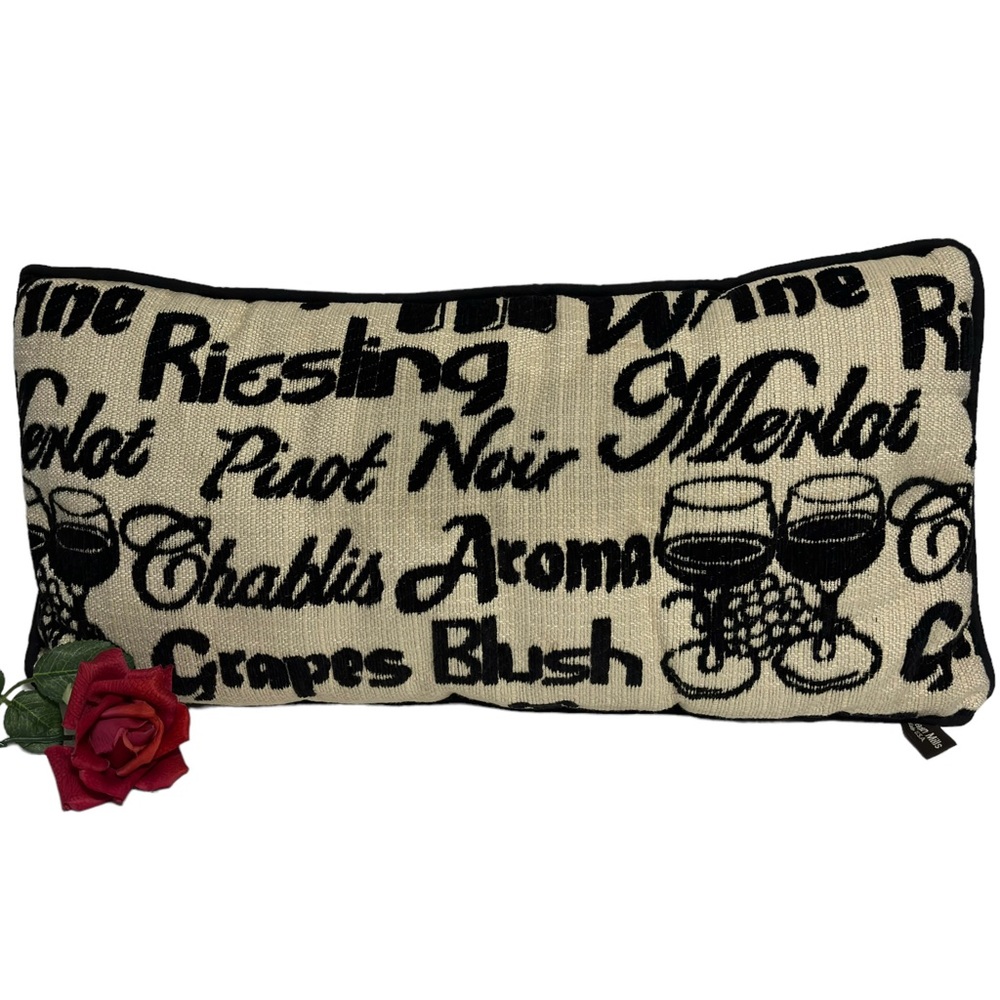 Tapestry Pillow Merlot Pinot Noir Chablis Spellout Black Cream American Mills